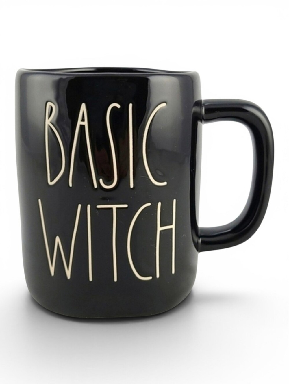 NWT Rae Dunn Home Black Basic Witch Large Letters Halloween Mug